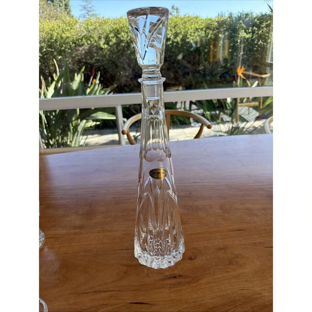 Vintage Block Crystal Decanter with Stopper - excellent cond. 16